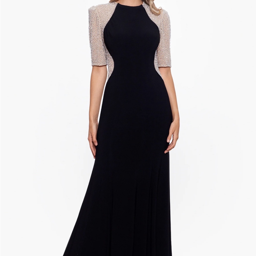 ELISE" QUARTER SLEEVE LONG JERSEY KNIT DRESS